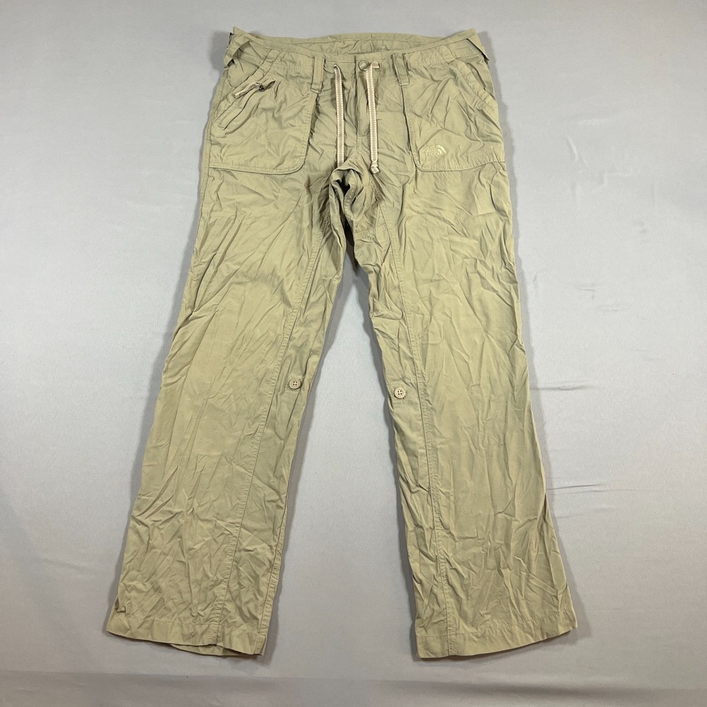 The North Face Hiking Pants Womens 10 Beige Nylon Drawstring Waist Straight Leg